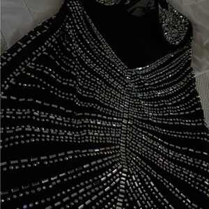 Black Embellished Sleeveless Dress - Elegant Evening Wear